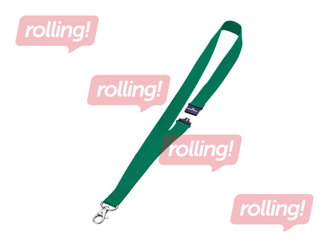 Identification card lanyard, Durable, with safety buckle, green, 44x2cm