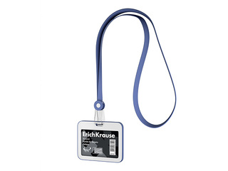 ID card holder ErichKrause with silicone lanyard, dark blue, 85x54mm
