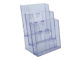 Brošüüride hoidja, multifunktsionaalne, vaba seisuga või seinale kinnitatav, kolme taskuga, A4