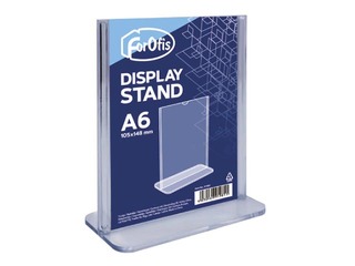 Brochure holder, T-shaped, A6, transparent, vertical