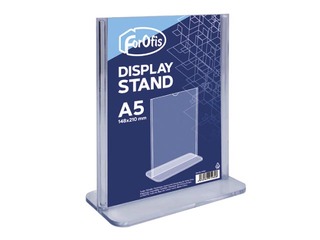 Brochure holder, T-shaped, A5, transparent, vertical