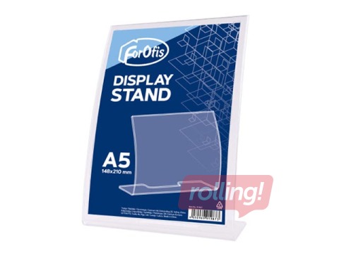Brochure holder, L-shaped, A5, transparent, vertical