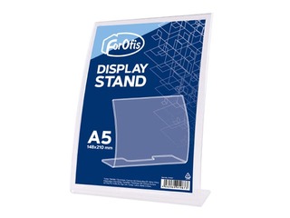 Brochure holder, L-shaped, A5, transparent, vertical