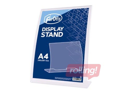 Brochure holder, L-shaped, A4, transparent, vertical