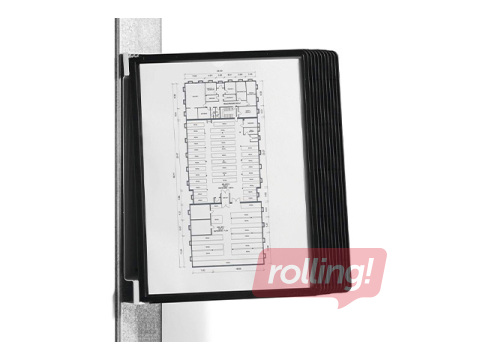 Sienas displejs Durable Vario Magnetic Wall, 10 melnas displeja kabatas, magnētisks