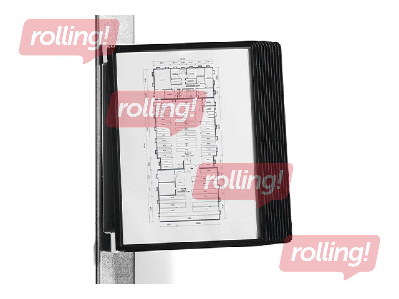 Sienas displejs Durable Vario Magnetic Wall, 10 melnas displeja kabatas, magnētisks