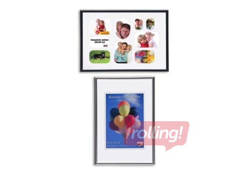 Photo frame,  A4, plastic, silver