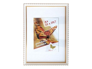 Photo frame Osaka, A4, plastic, white with gilded pattern