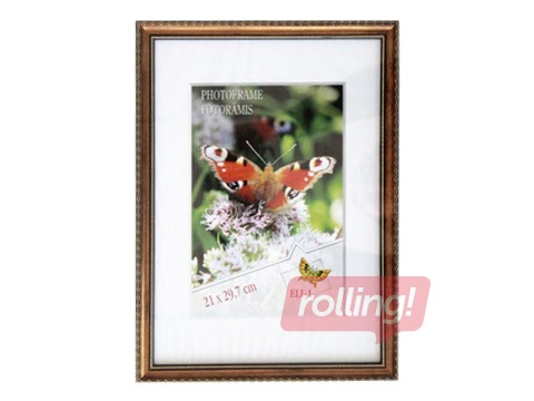 Фоторамка Оsaka, А4, из пластик,, тёмно-коричневая с золотым узором