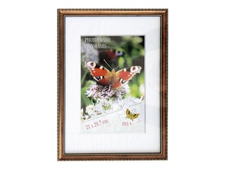 Photo frame Osaka, A4, plastic, dark brown with gilded pattern