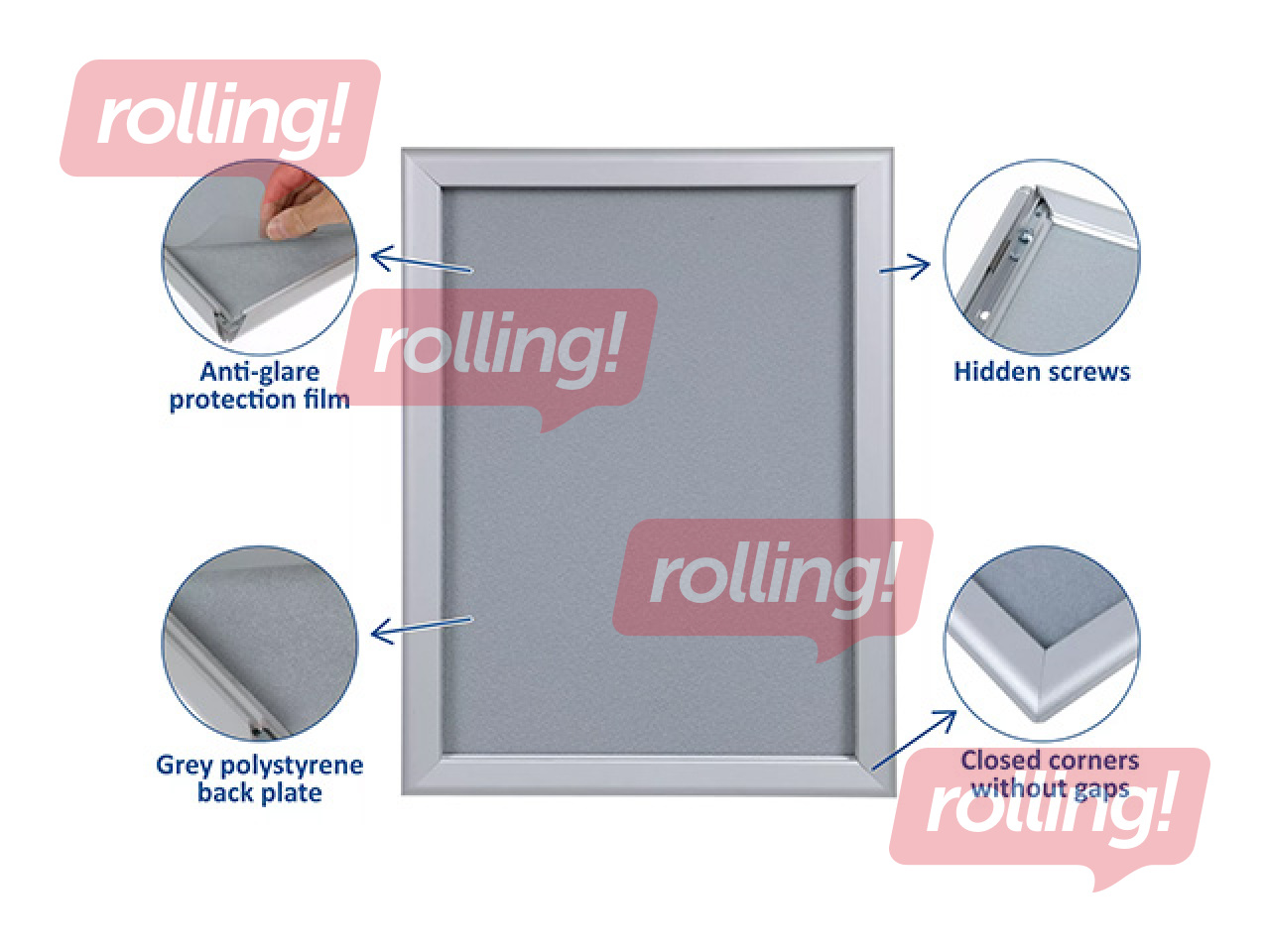 Alumiiniumprofiiliga klõpsraam, kuldne, A4