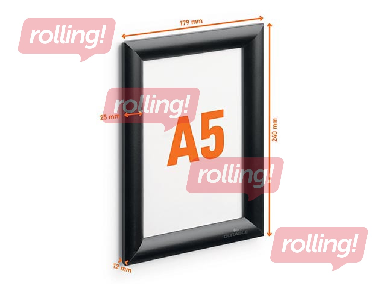 Alumiiniumprofiili raam koos klambritega Durable, A5, must