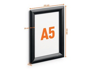 Alumīnija profilu rāmis ar skavām Durable, A5, melns