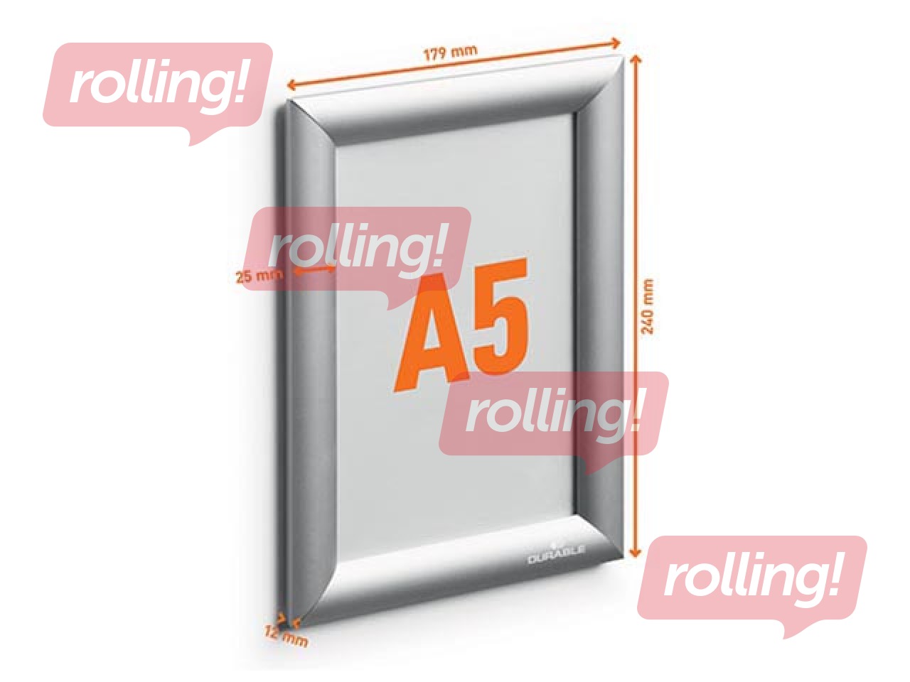 Aluminum profile frame with clips Durable, A5, silver