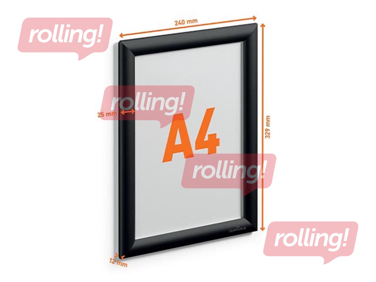 Alumiiniumprofiili raam koos klambritega Durable, A4, must