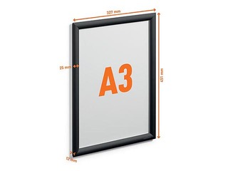 Aluminum profile frame with clips Durable, A3, black