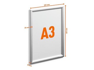 Aluminum profile frame with clips Durable, A3, silver