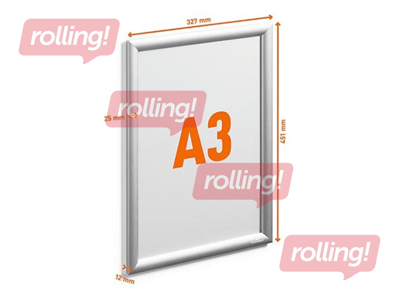 Aluminum profile frame with clips Durable, A3, silver