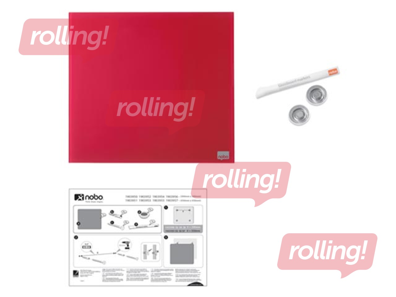 Magnetiline klaastahvel Nobo, 45 x 45 cm, punane