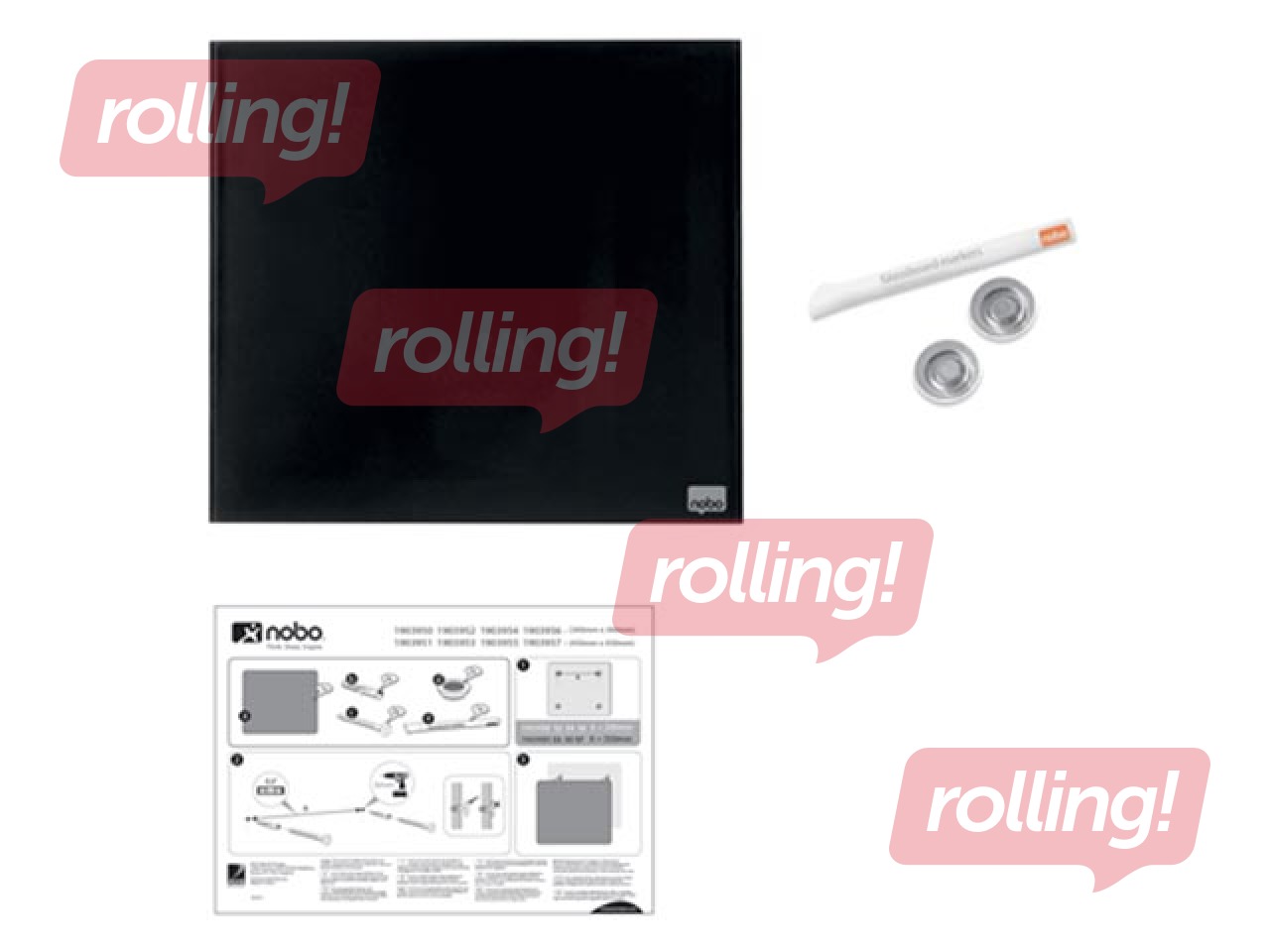 Magnetiline klaastahvel Nobo, 45 x 45 cm, must