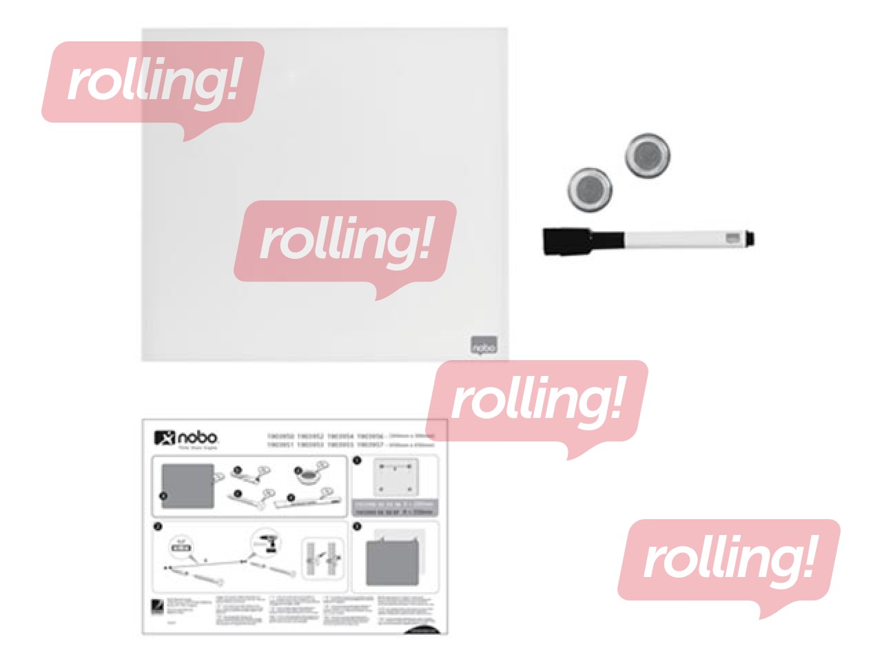 Magnetiline klaastahvel Nobo, 45 x 45 cm, valge