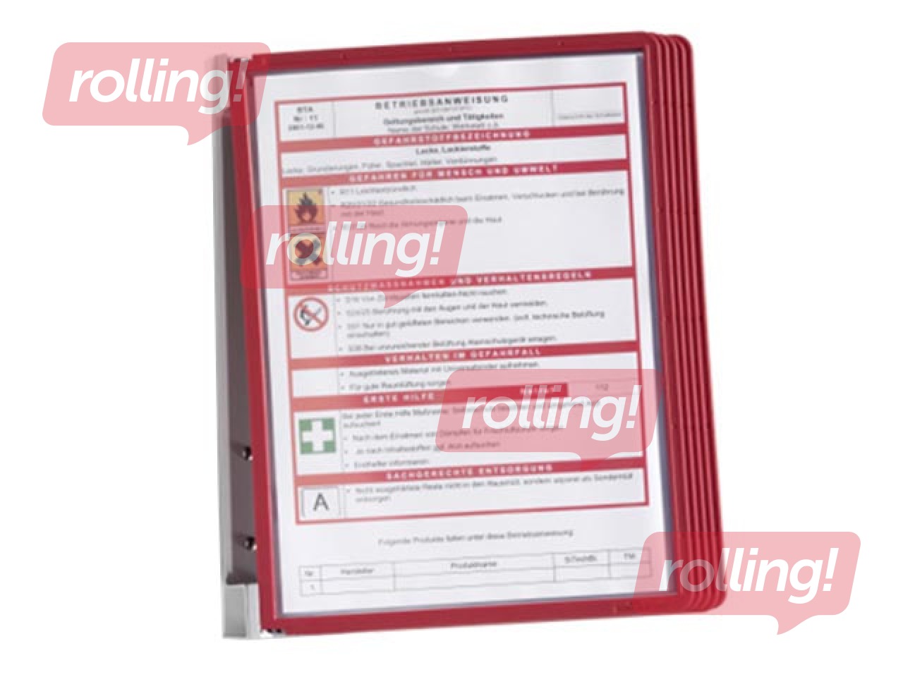 Wall display Durable Vario Wall with 5 red display panels