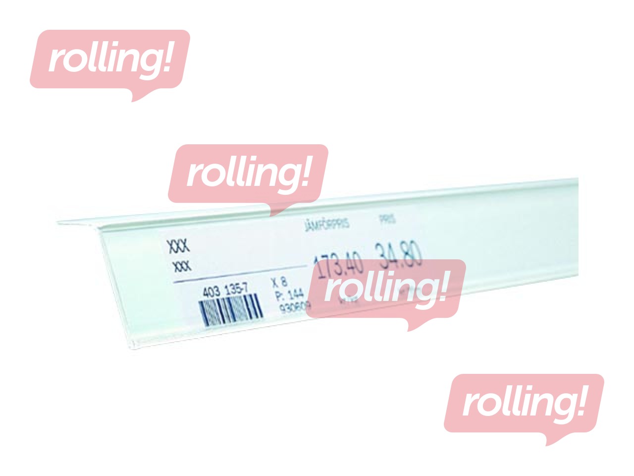 Datastrip mounted on the top of the shelf edge, 39x885 mm