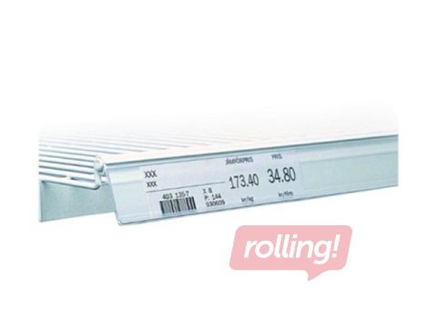 Hinnasildilint riiulitele stange paksusega 6-7mm, läbipaistev, 39x885mm