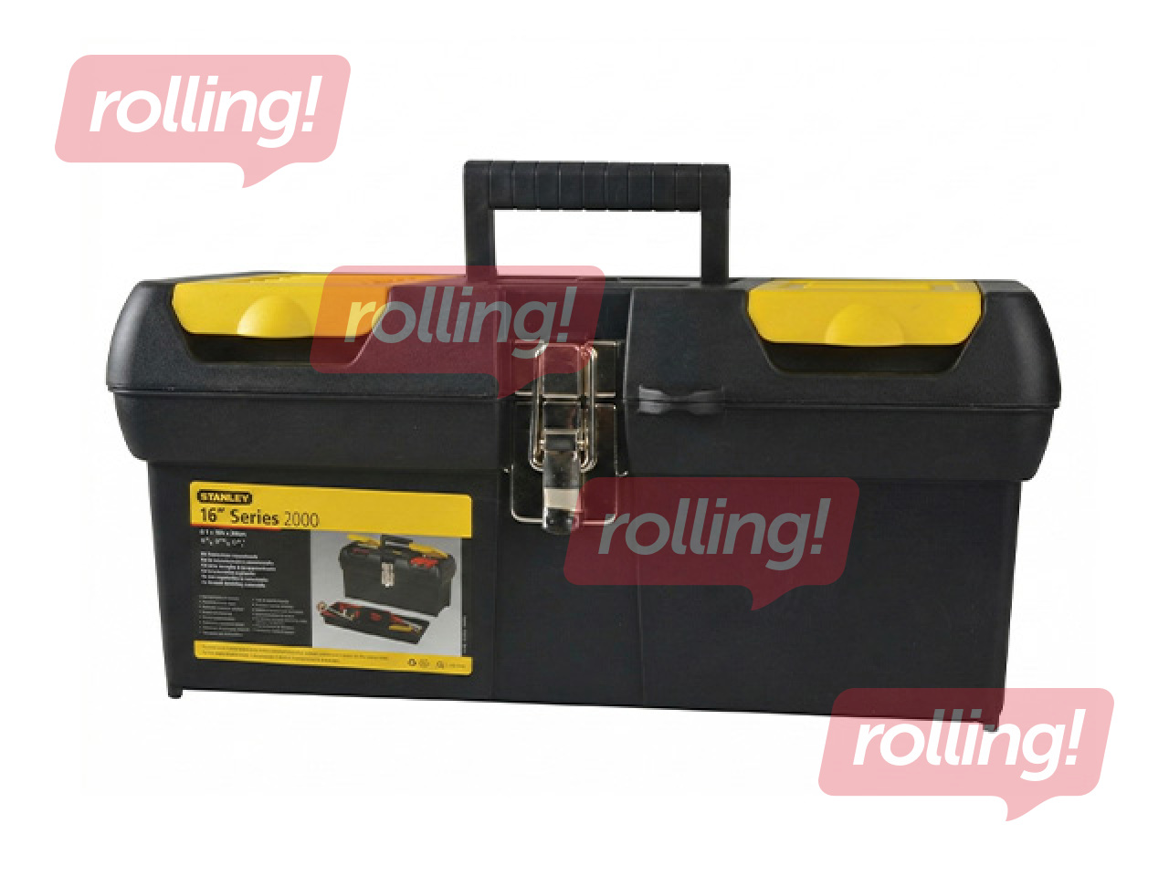 Tööriistakast Stanley metallkinnitustega, must kollasega