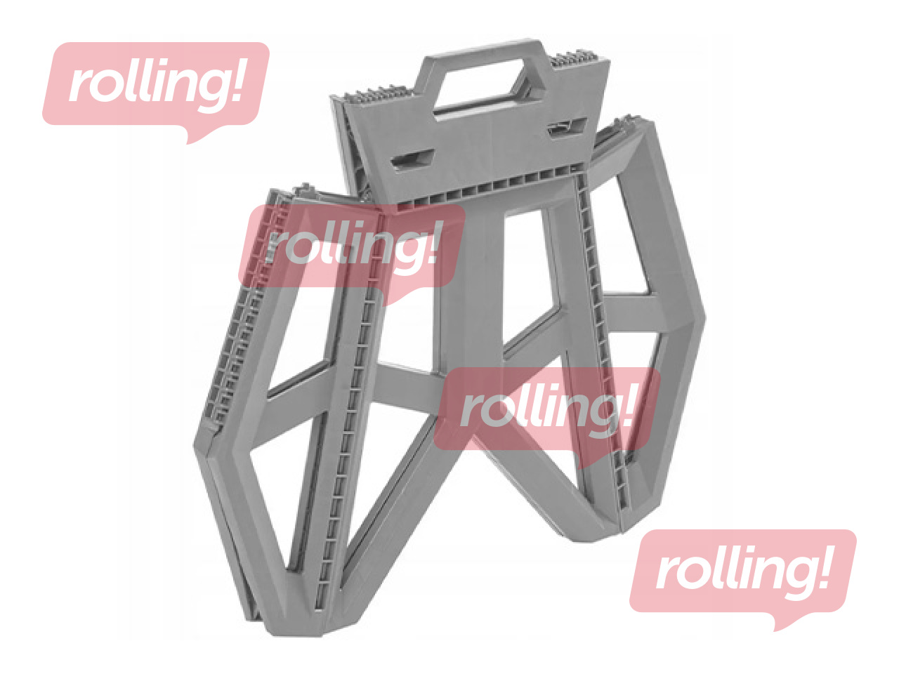 Step stool Keeeper Tom, foldable, grey, load capacity 120kg, 29x39x20cm