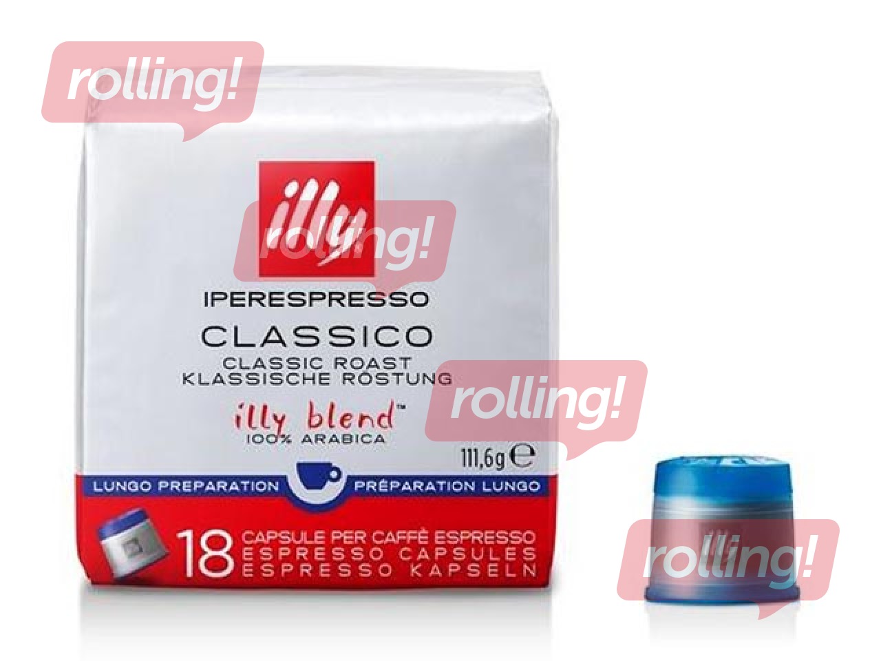Coffee capsules Illy Classico Lungo, IperEspresso, 18pcs