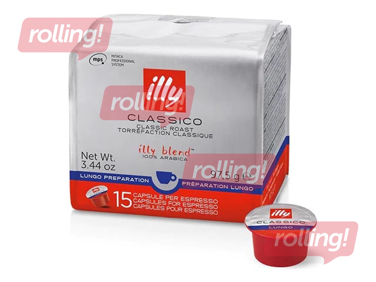 Coffee capsules Illy Classico Lungo, MPS, 15pcs
