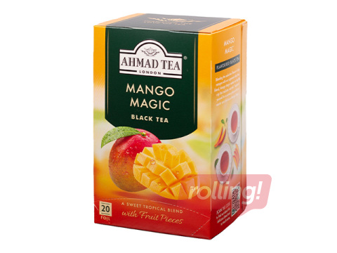 Must tee- aromatiseeritud Ahmad Mango, 20 tk/pakis.