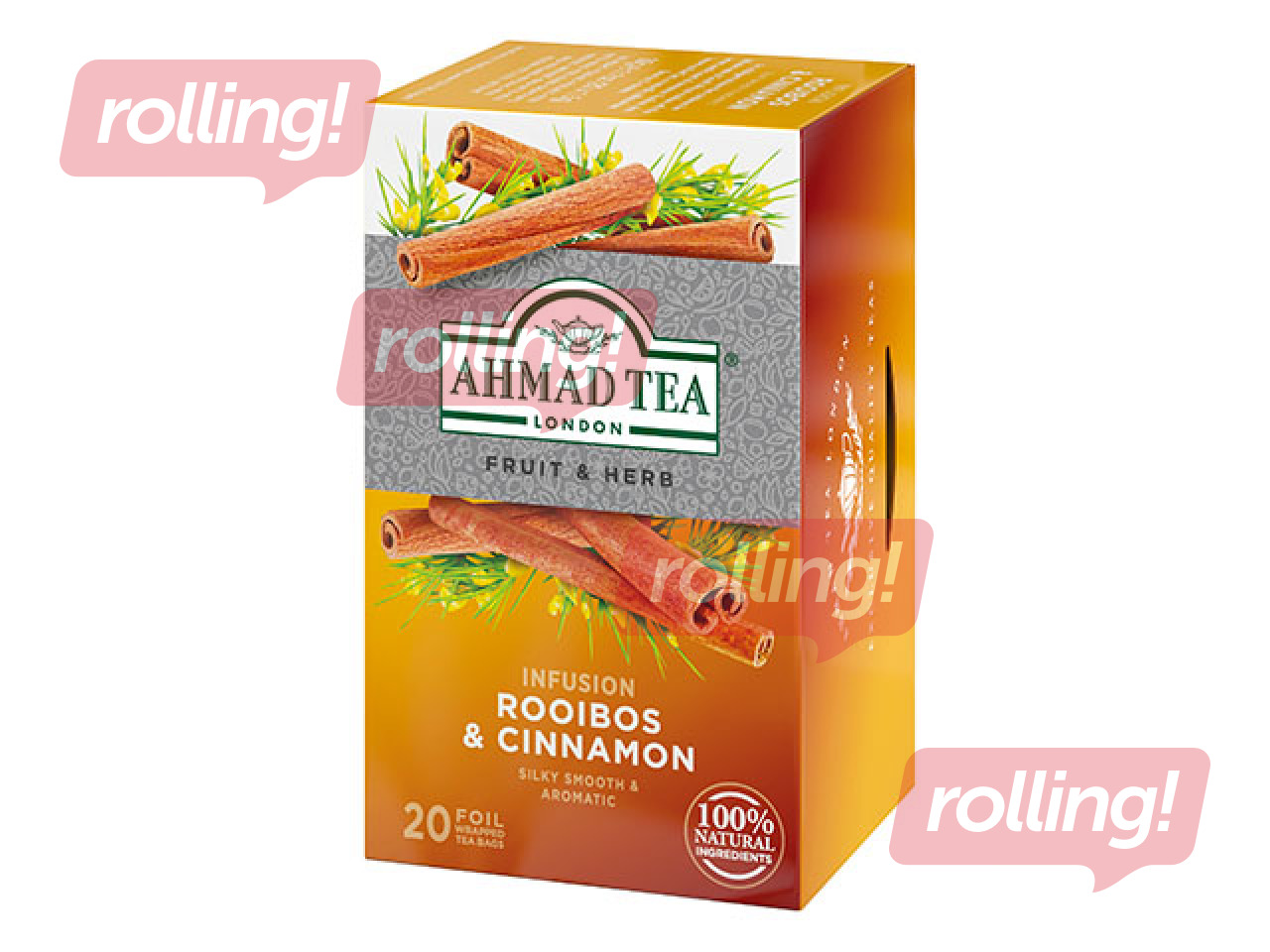 Tēja sarkanā Ahmad Rooibos ar kanēli, 20 pac.