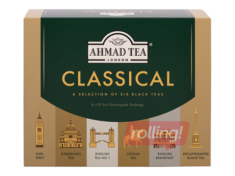 Tēja melnā Ahmad Tea Klasiskā kolekcija, 6 dažādi veidi, 60 pac.
