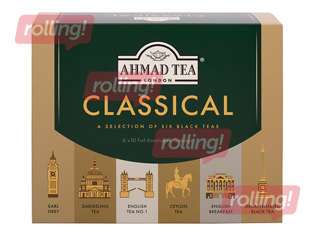 Tēja melnā Ahmad Tea Klasiskā kolekcija, 6 dažādi veidi, 60 pac.