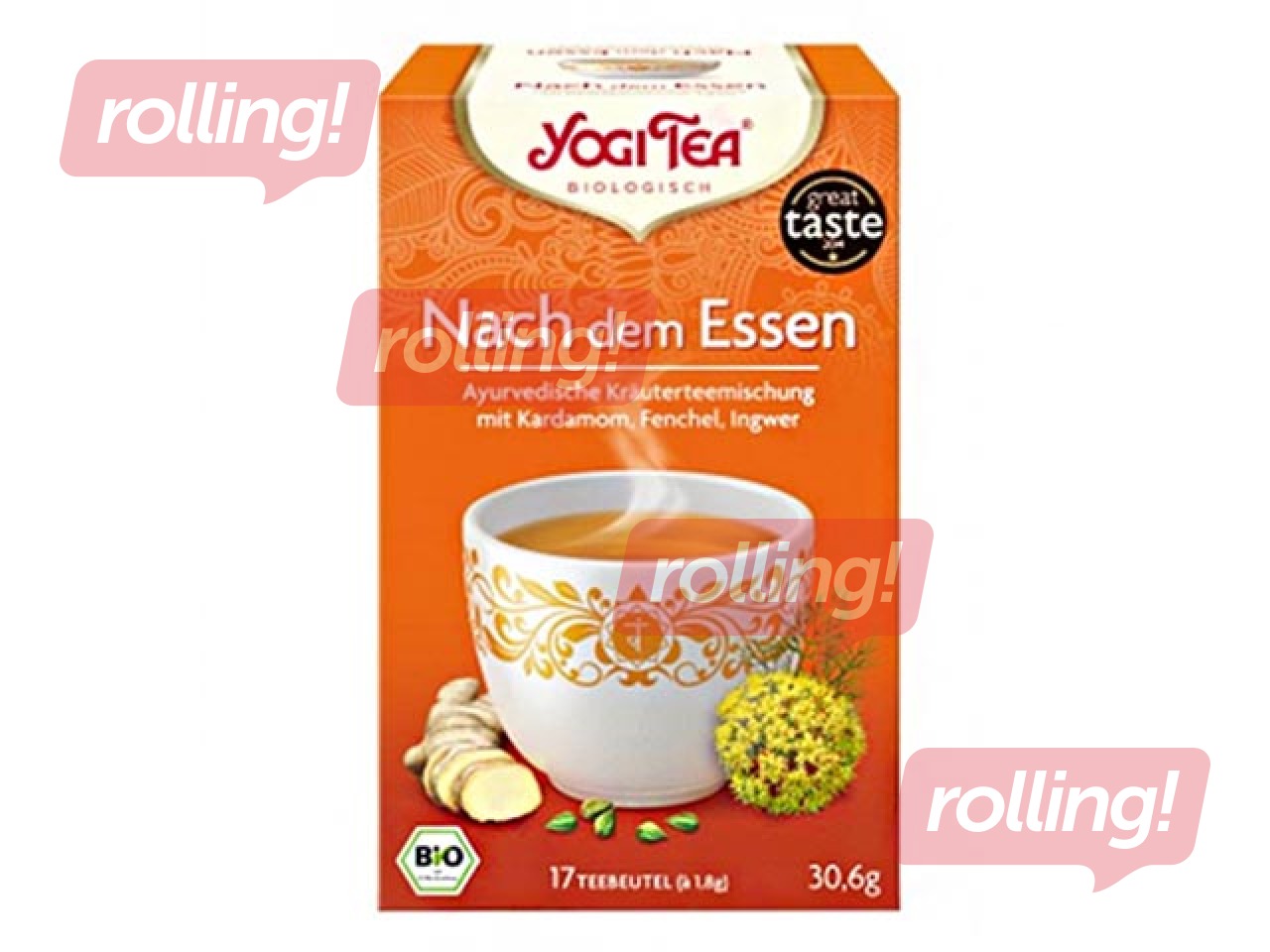 Tēja ajūrvēdas Bio Yogi tēja Gremošanas uzlabošanai Stomach Ease, 17 pac.