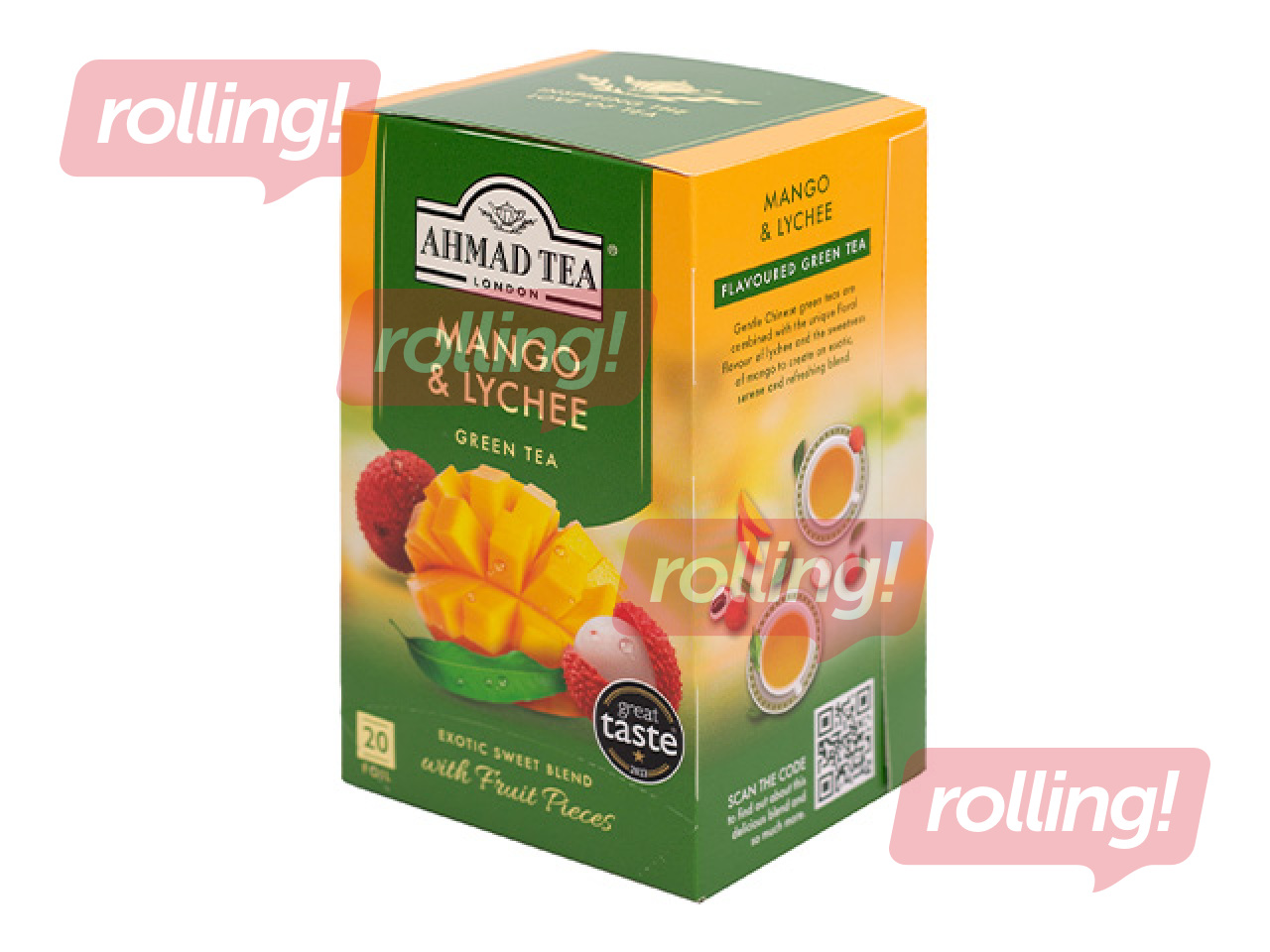 Tēja zaļā Ahmad  Mango & Lychee, 20 pac.