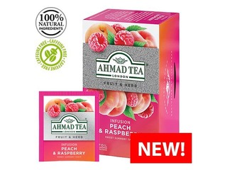 Чай фруктовый Ahmad, персик и малина, 20 пакетиков