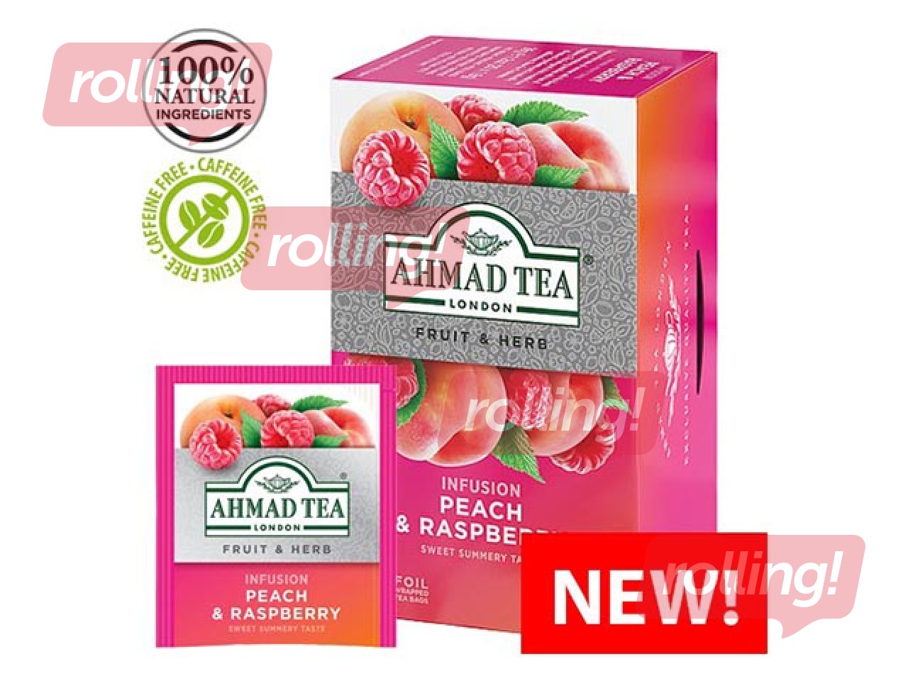 Fruit tea Ahmad, peach and raspberry, 20 pcs