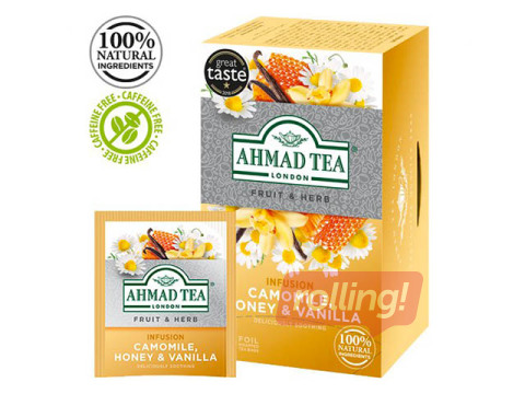 Tea herbal Ahmad, Camomile, honey and vanilla Infusion, 20 tea bags