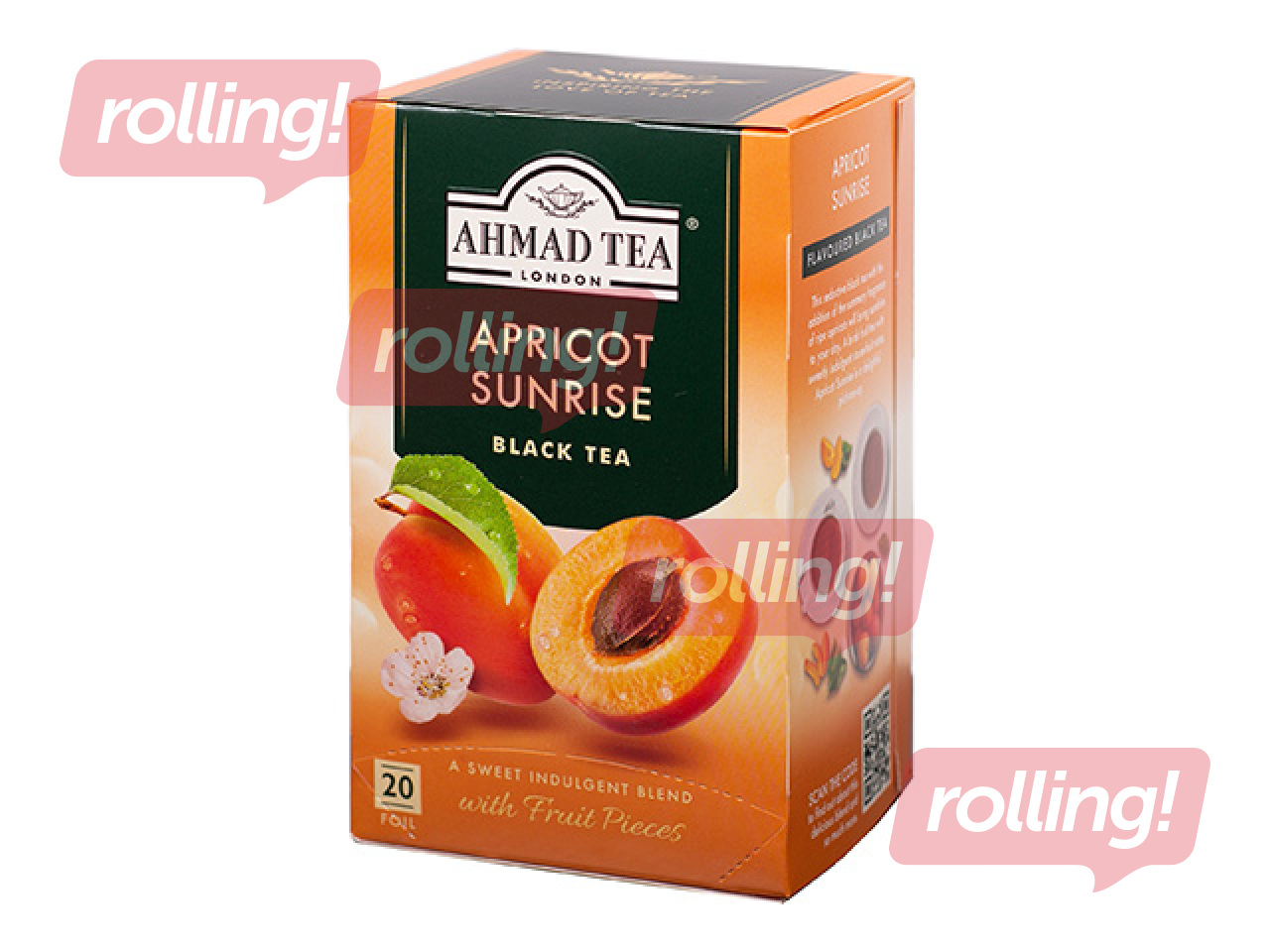 Black tea flavoured Ahmad Apricot Sunrise, 20 pac.