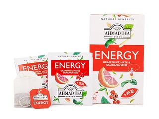 Tēja zāļu Ahmad Energy, greipfrūta, matē un guarana sēklu, 20 pac.