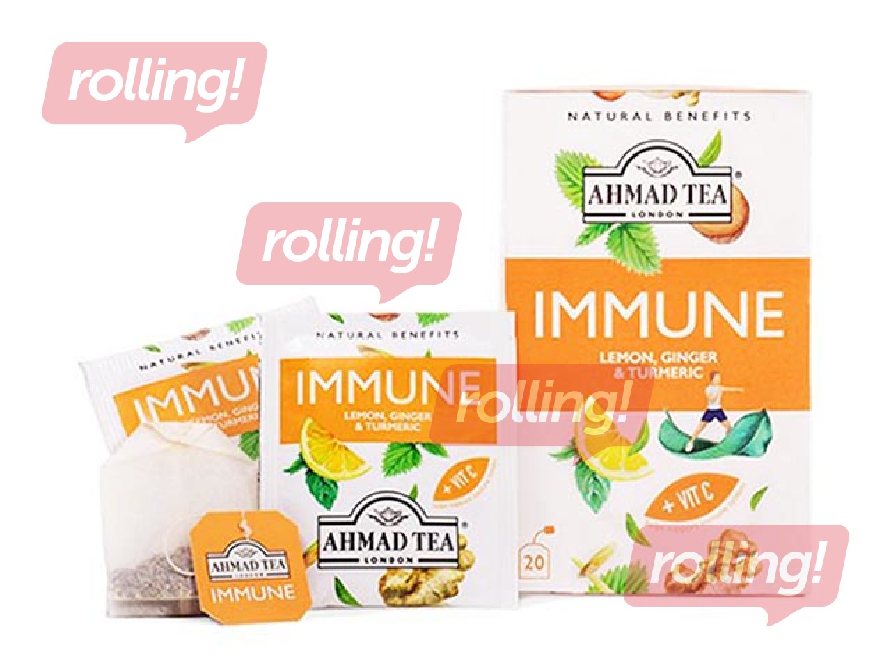 Tee Ahmad Immune, sidrun, ingver ja kurkum 20 fooliumiga teepakid