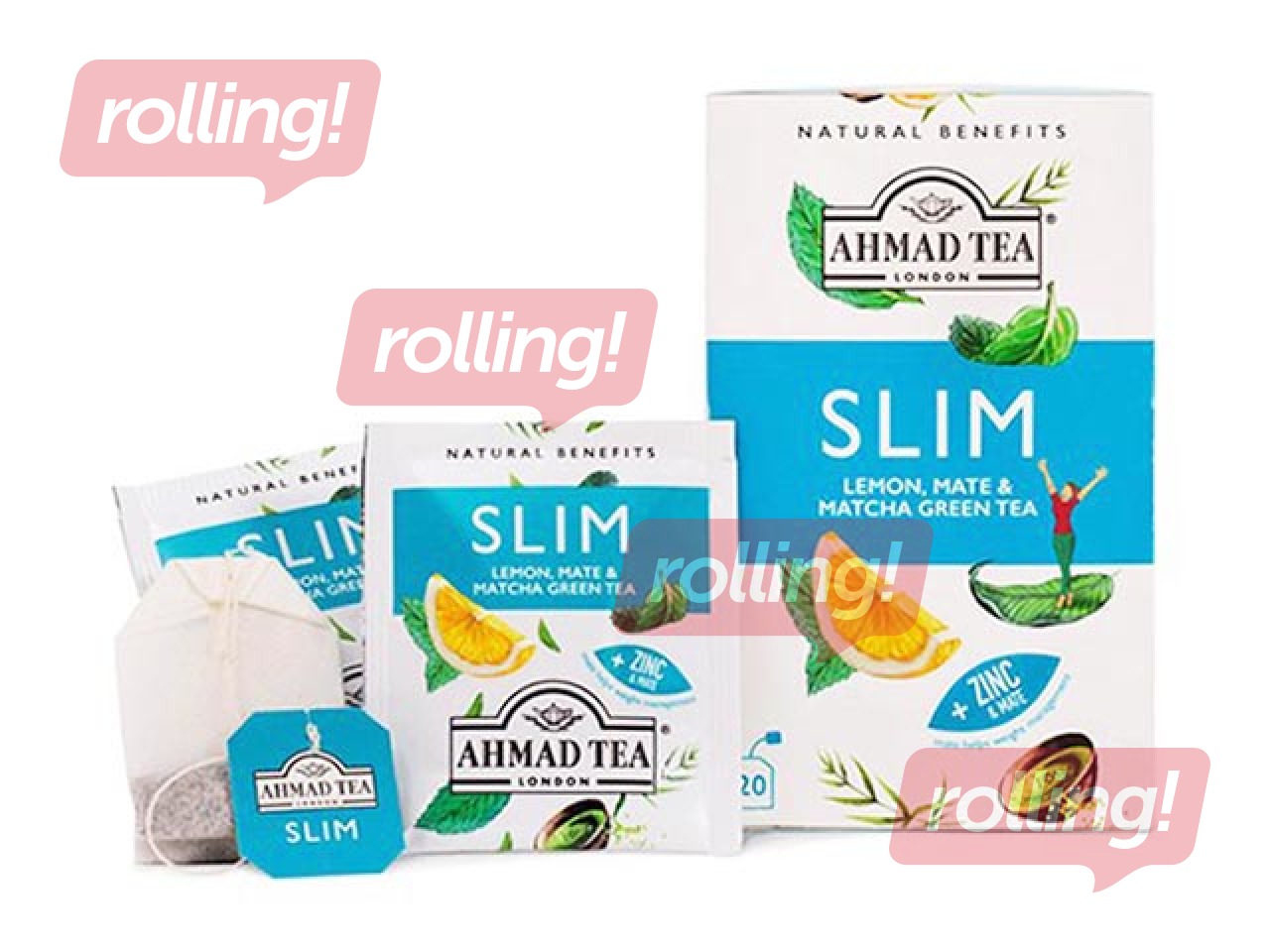 Tēja zāļu Ahmad Slim, citrona, matē un matcha, 20 pac.