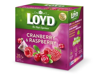 Fruit tea Loyd Pyramids with cranberry and raspberry flavor, 20x2 g