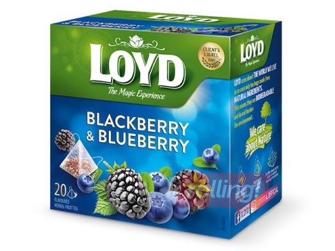 Tēja augļu Loyd Pyramids ar melleņu un kazeņu garšu, 20 pac.