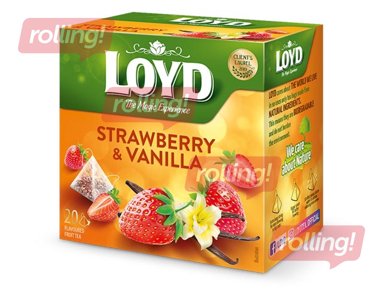 Puuviljatee Loyd Pyramids maasika ja vanilje maitsega, 20x2 g