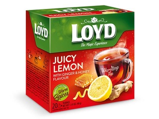 Tēja sarkanā Loyd Pyramids Juicy Lemon ar ingveru un medu, ar sildošu efektu, 20 pac.