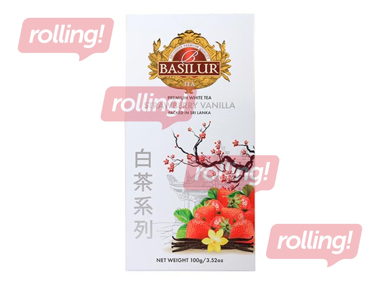 Valge tee Basilur Premium Strawberry & Vanilla, 100g